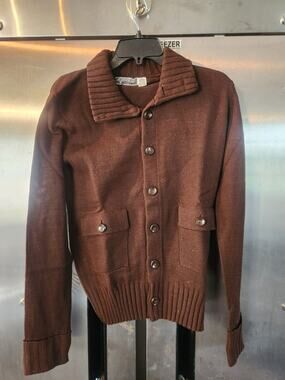 Vintage Chip & Chip Brown Knit Button Front Cardigan Sweater Men's Size M